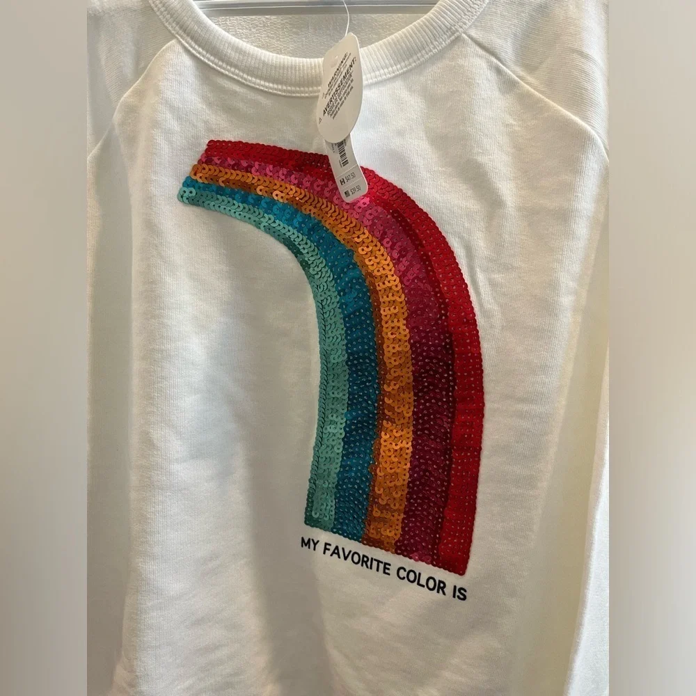 Gymboree size L (10-12) white sweatshirt with rainbow, NWT
